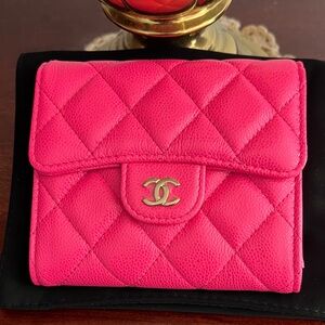CHANEL Fuchsia Quilted Leather Wallet